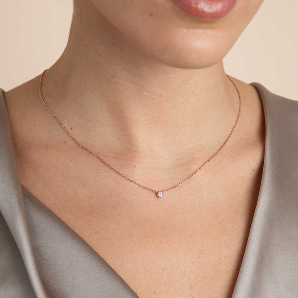 Astrid & Miyu Essential Crystal Pendant Necklace In Rose Gold
