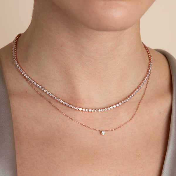 Astrid & Miyu Essential Crystal Pendant Necklace In Rose Gold