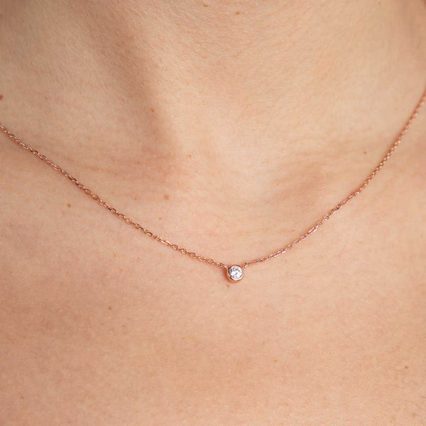Astrid & Miyu Essential Crystal Pendant Necklace In Rose Gold