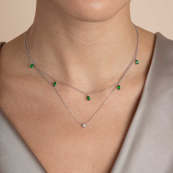 Astrid & Miyu Essential Crystal Pendant Necklace In Silver