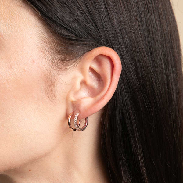 Astrid & Miyu Essential Crystal Small Hoops In Rose Gold