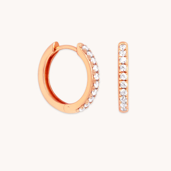 astrid & miyu Essential Crystal Small Hoops in Rose Gold