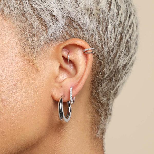 Astrid & Miyu Essential Crystal Small Hoops In Silver