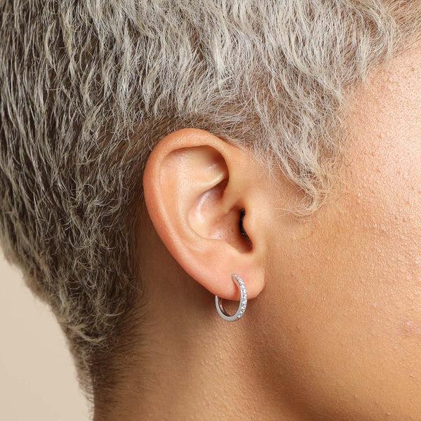 Astrid & Miyu Essential Crystal Small Hoops In Silver