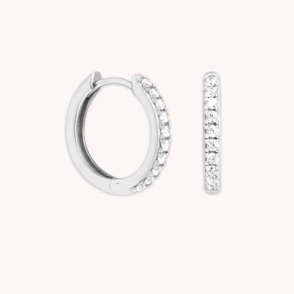 astrid & miyu Essential Crystal Small Hoops in Silver