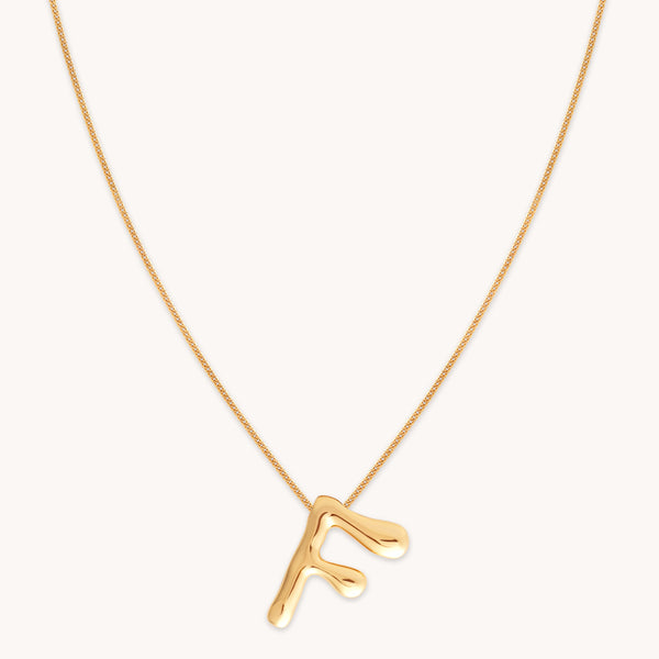 astrid & miyu F Initial Bold Pendant Necklace in Gold