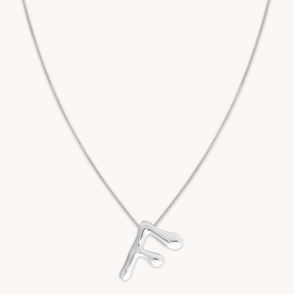 astrid & miyu F Initial Bold Pendant Necklace in Silver