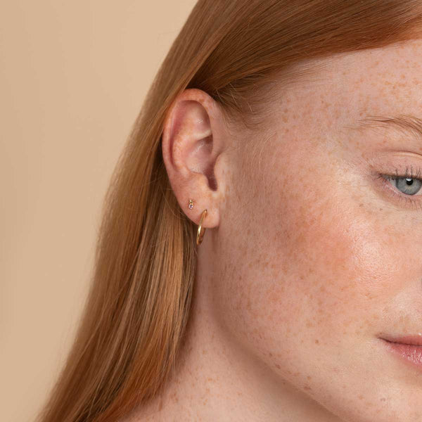 Astrid & Miyu February Amethyst Birthstone Earrings In Solid Gold