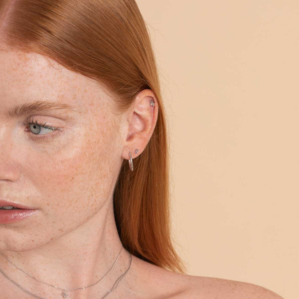 Astrid & Miyu February Amethyst Birthstone Earrings In Solid White Gold