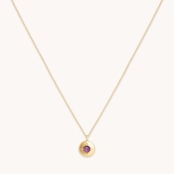 astrid & miyu February Amethyst Birthstone Necklace in Solid Gold