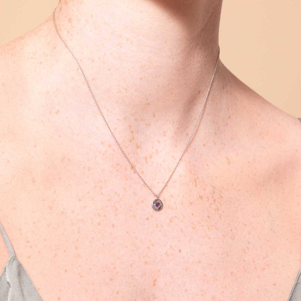 Astrid & Miyu February Amethyst Birthstone Necklace In Solid White Gold