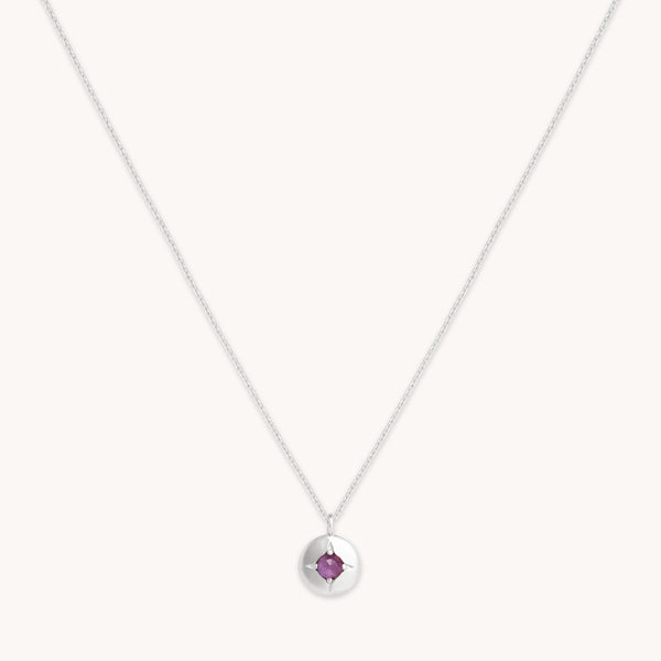 astrid & miyu February Amethyst Birthstone Necklace in Solid White Gold