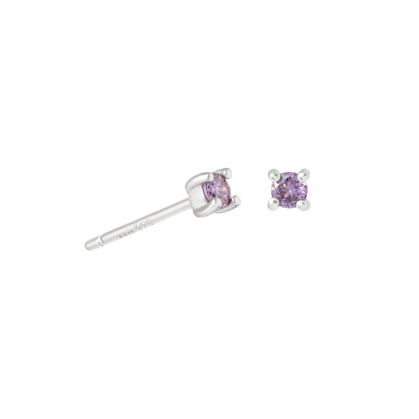 Astrid & Miyu February Birthstone Stud Earrings In Silver With Amethyst CZ
