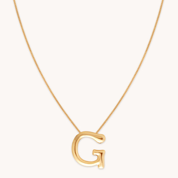 astrid & miyu G Initial Bold Pendant Necklace in Gold