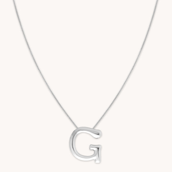 astrid & miyu G Initial Bold Pendant Necklace in Silver