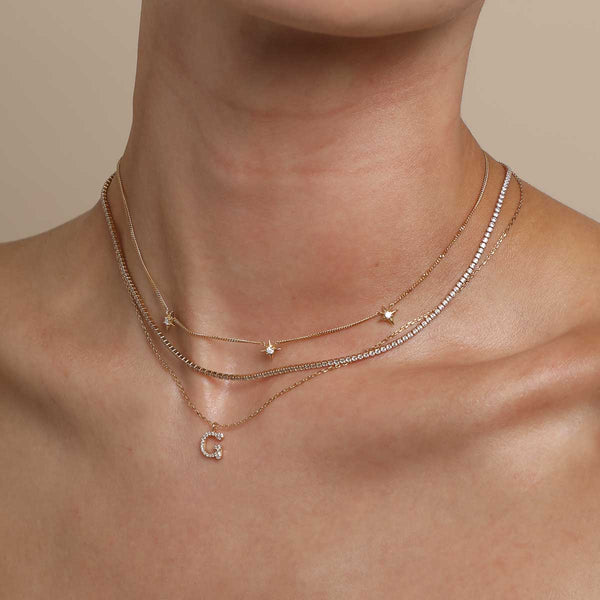 Astrid & Miyu G Initial Pavé Pendant Necklace In Gold