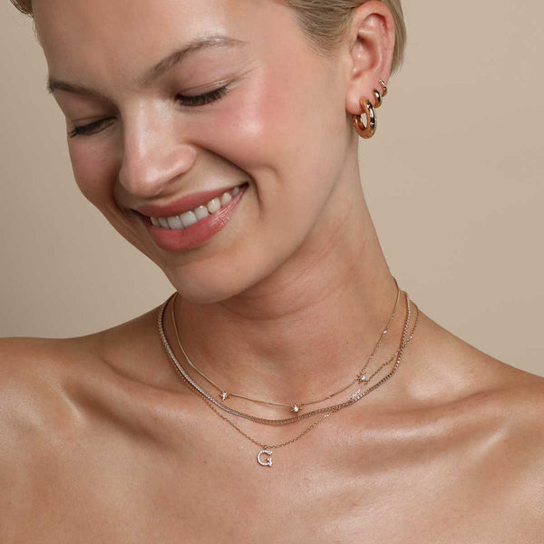 Astrid & Miyu G Initial Pavé Pendant Necklace In Gold