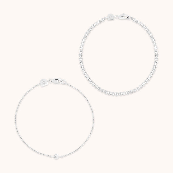 astrid & miyu Gleam Tennis Bracelet Gift Set in Silver
