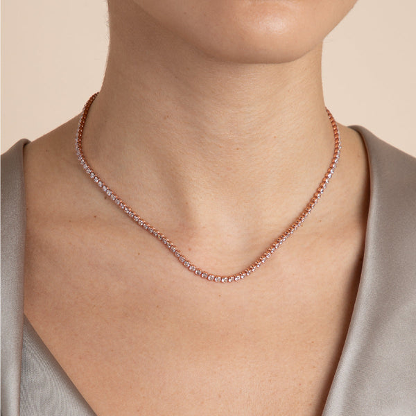 Astrid & Miyu Gleam Tennis Chain Necklace In Rose Gold