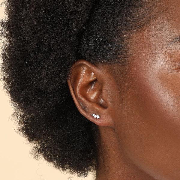 Astrid & Miyu Glimmer Crystal Climber Stud Earrings In Rose Gold