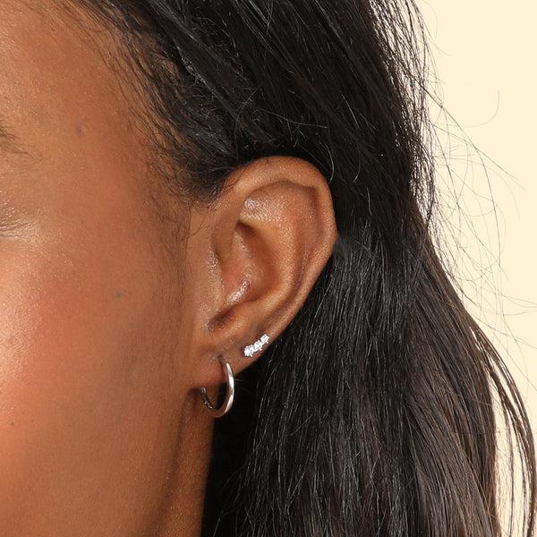 Astrid & Miyu Glimmer Crystal Climber Stud Earrings In Silver