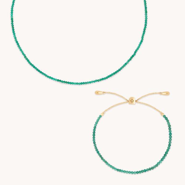 astrid & miyu Green Agate Gemstone Gift Set in 9k Gold