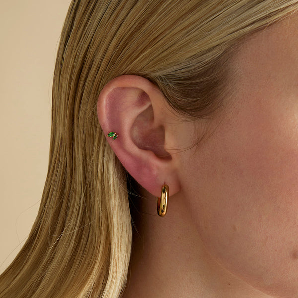 Astrid & Miyu Green Double Marquise Titanium Piercing Stud In Gold