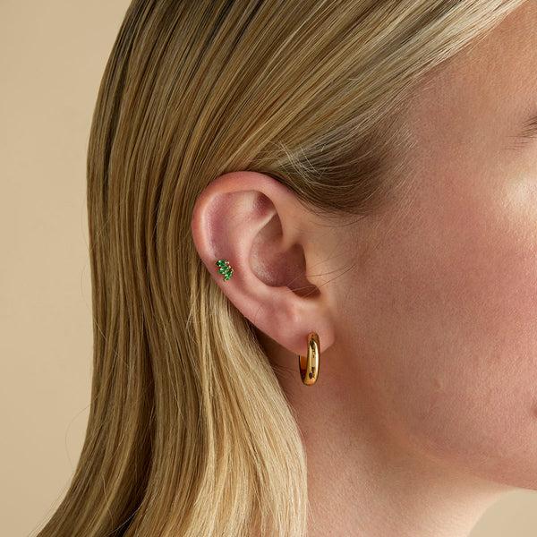 Astrid & Miyu Green Marquise Fan Titanium Piercing Stud In Gold