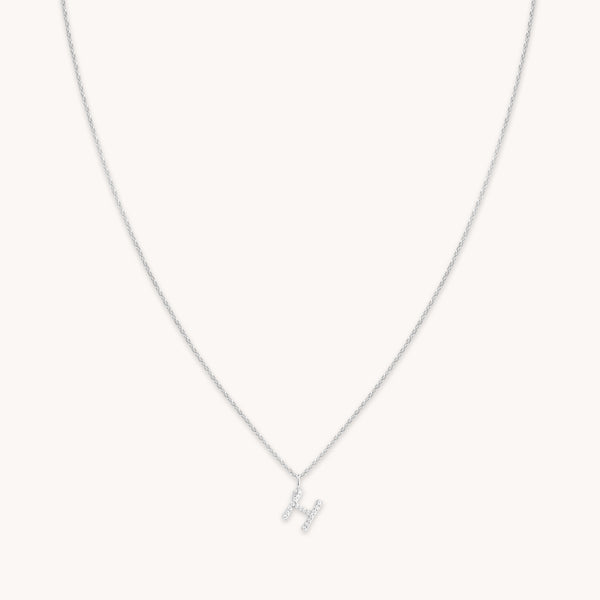 astrid & miyu H Initial Pavé Pendant Necklace in Silver