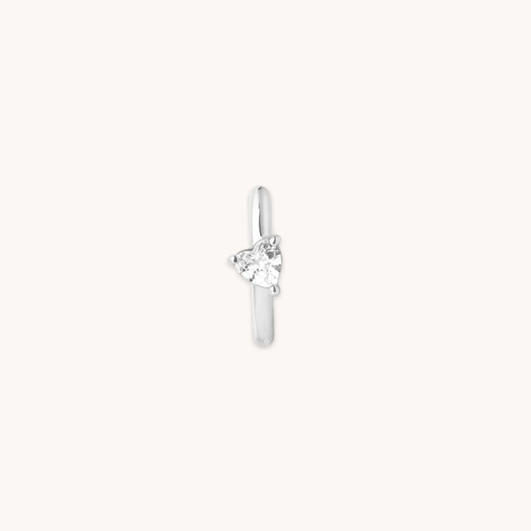 Astrid & Miyu Heart Gem Piercing Hoop In Solid White Gold