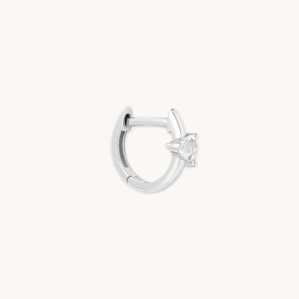 astrid & miyu Heart Gem Piercing Hoop in Solid White Gold