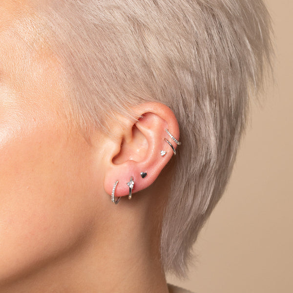 Astrid & Miyu Heart Piercing Stud In Solid White Gold