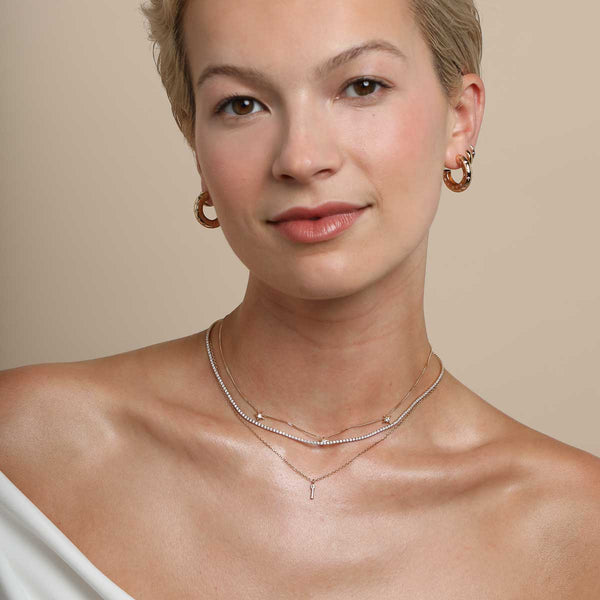 Astrid & Miyu I Initial Pavé Pendant Necklace In Gold