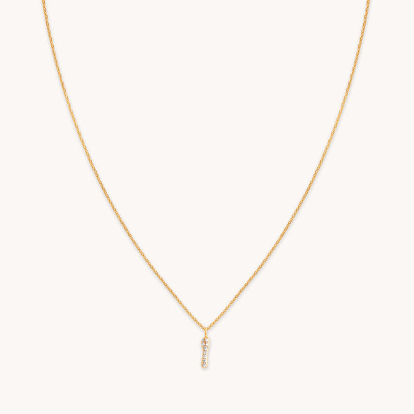 astrid & miyu I Initial Pavé Pendant Necklace in Gold