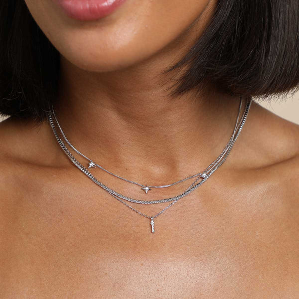 Astrid & Miyu I Initial Pavé Pendant Necklace In Silver