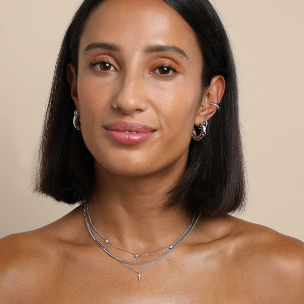 Astrid & Miyu I Initial Pavé Pendant Necklace In Silver