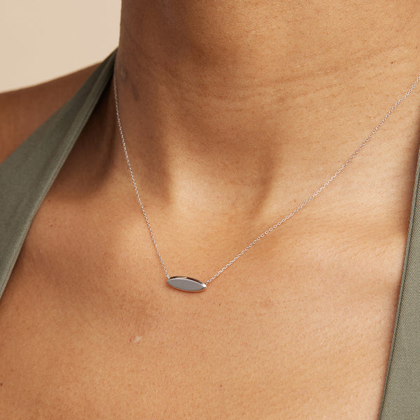 Astrid & Miyu ID Pendant Necklace In Solid White Gold