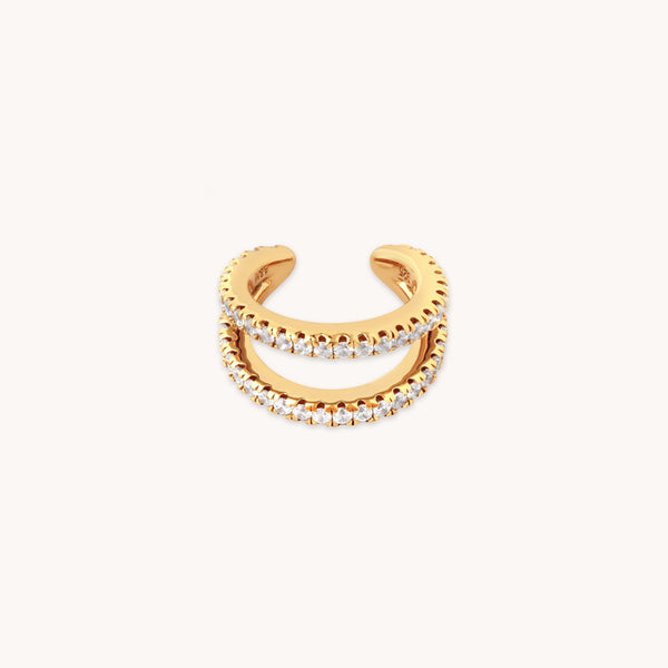astrid & miyu Illusion Double Crystal Ear Cuff in Gold