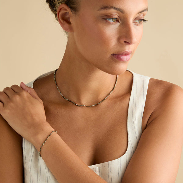 Astrid & Miyu Ironstone Gemstone Necklace In 9k White Gold