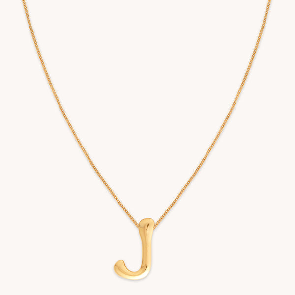 astrid & miyu J Initial Bold Pendant Necklace in Gold