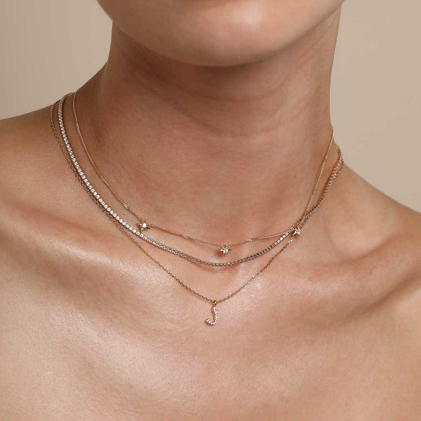 Astrid & Miyu J Initial Pavé Pendant Necklace In Gold