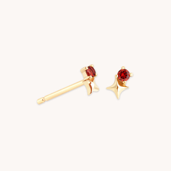 astrid & miyu January Garnet Birthstone Earrings in Solid Gold