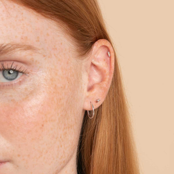 Astrid & Miyu January Garnet Birthstone Earrings In Solid White Gold