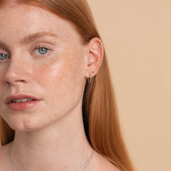 Astrid & Miyu January Garnet Birthstone Earrings In Solid White Gold