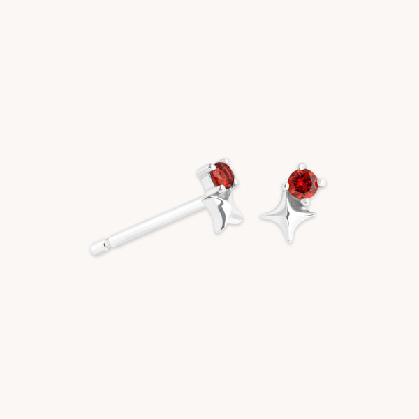 astrid & miyu January Garnet Birthstone Earrings in Solid White Gold