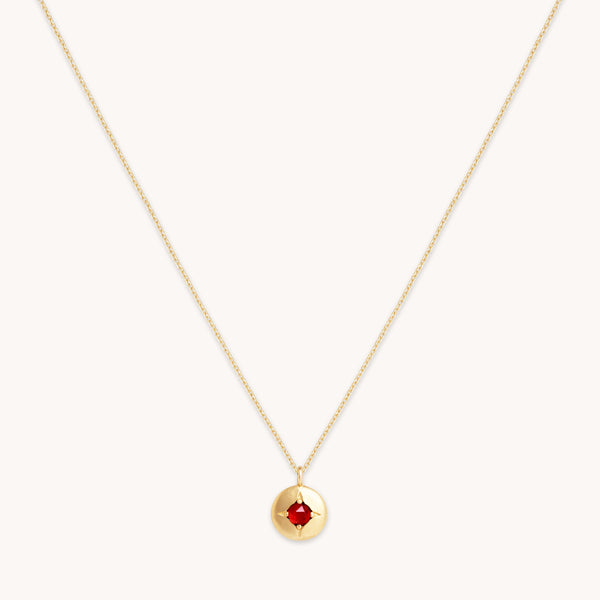 astrid & miyu January Garnet Birthstone Necklace in Solid Gold