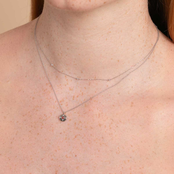Astrid & Miyu January Garnet Birthstone Necklace In Solid White Gold