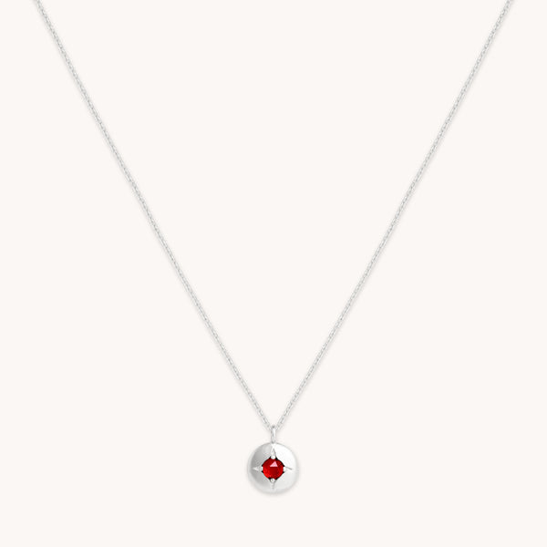 astrid & miyu January Garnet Birthstone Necklace in Solid White Gold