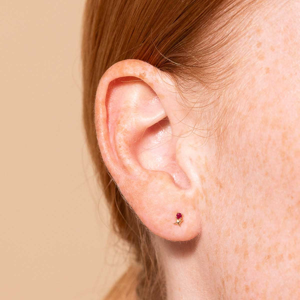 Astrid & Miyu July Ruby Birthstone Earrings In Solid Gold