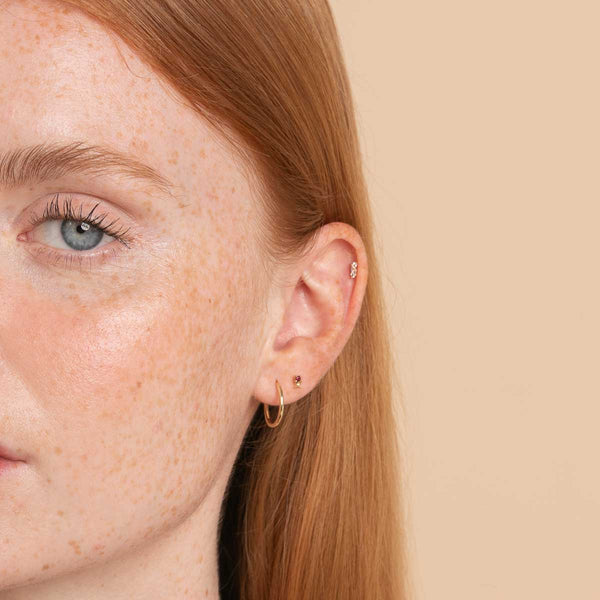 Astrid & Miyu July Ruby Birthstone Earrings In Solid Gold